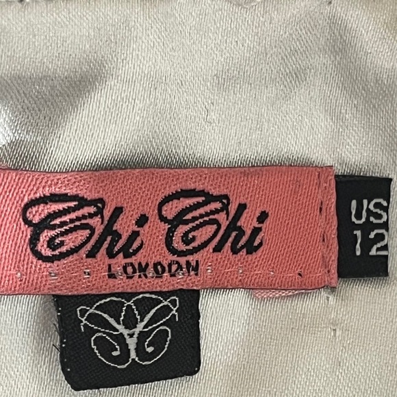 Chi Chi London Navy Lace Illusion Neck Long Sleeve Pleated Fit Flare Dress - Picture 6 of 8